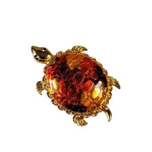 Don-Lin Vintage Turtle Brooch Retro Beach